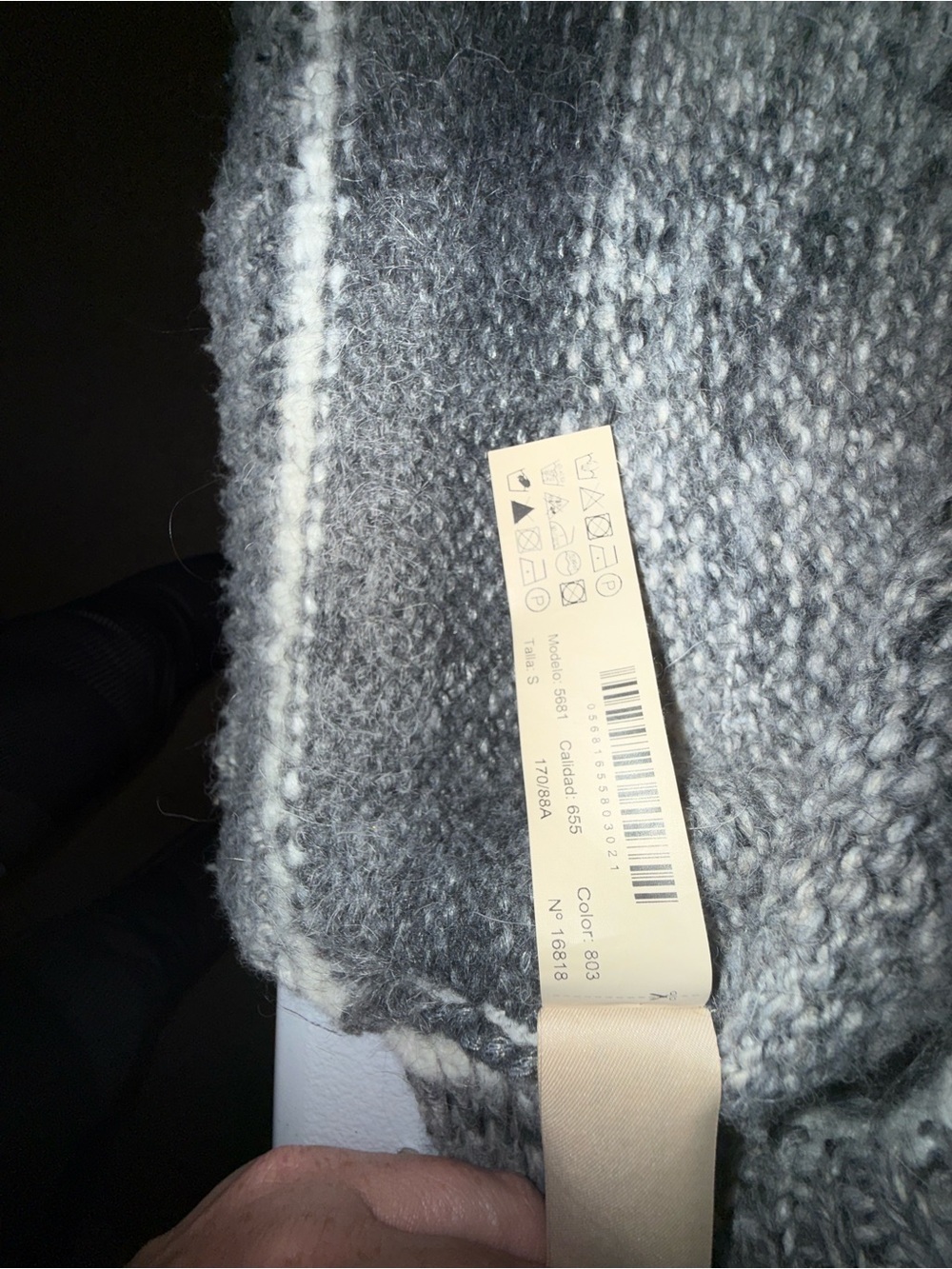 Massimo Dutti Striped Wool Blend Knit Sweater Gray Ivory  Small Made in Italy - Picture 7 of 8